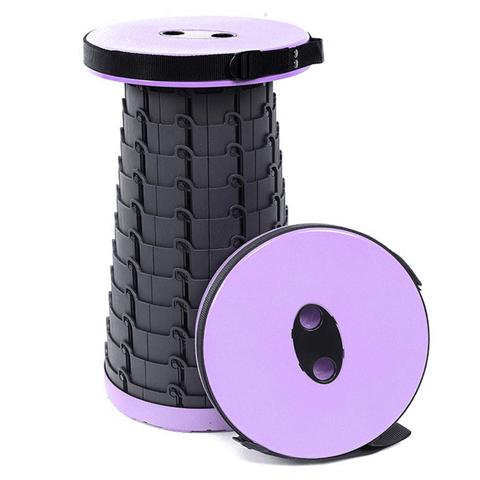 Telescopic Plastic Stool Shrinkable Camping Fishing Garden Folding Chair - BLACK