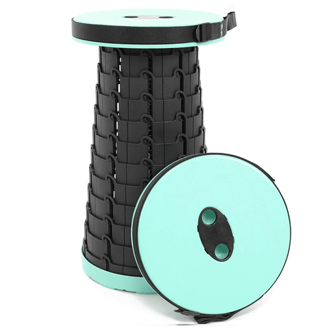Telescopic Plastic Stool Shrinkable Camping Fishing Garden Folding Chair - BLACK