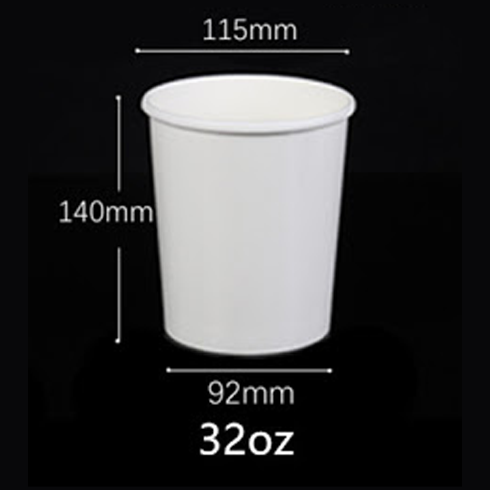 White Kraft Paper Cup with Cover for Ice Cream / Soup / Dessert Cake Party Tableware Bowl 50 pcs / Pack