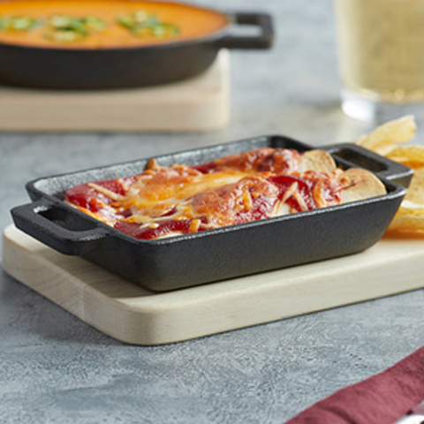 Cast Iron Sizzler Tray with Wooden Base