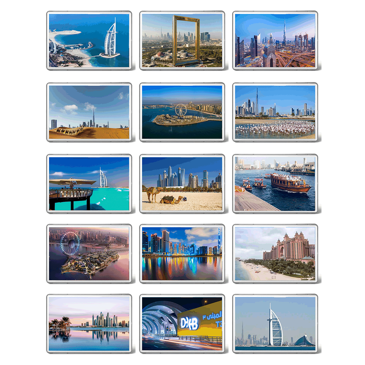 Set of 15 Dubai Souvenirs  Acrylic Fridge Magnet - 9x6 Cms / 15Pcs Pack - Willow