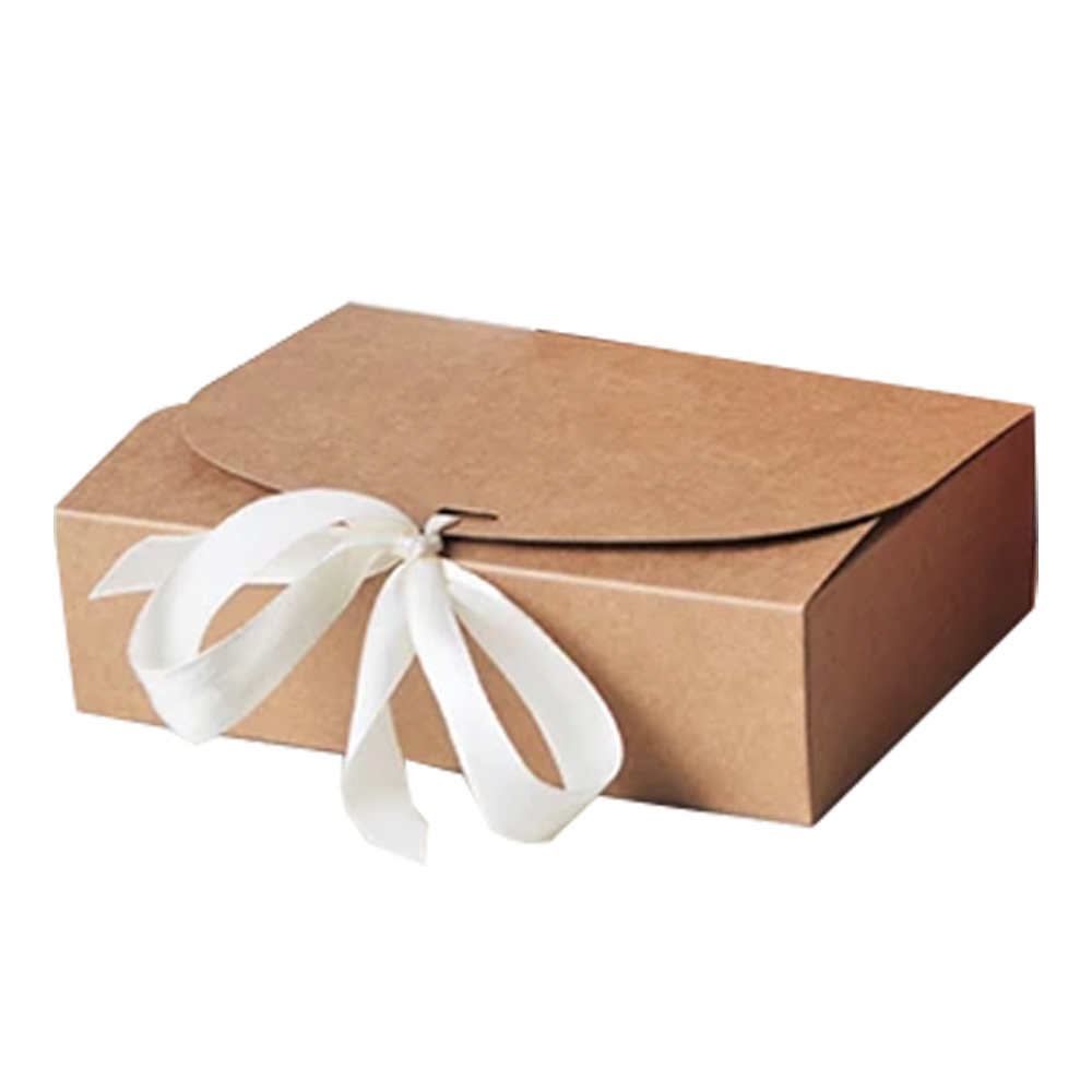 Large Silk Ribbon Closure Design BLACK Kraft Gift boxes (42x31x11Cms) 12Pc Pack - White