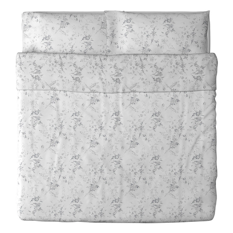 Quilt cover and 2 pillowcases, white, grey, 240x220/50x80 cm - ALVINE KVIST