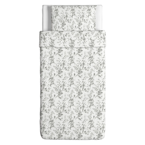 Quilt cover and 2 pillowcases, white, grey, 240x220/50x80 cm - ALVINE KVIST