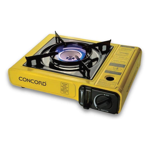 Yellow Portable Camping Stove with Gas refill & Carry Case - Concord