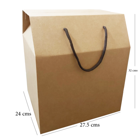 Heavy Duty Medium Kraft Corrugated Boxes with Rope Handles  27x25x11Cm (10Pc Pack) - Willow