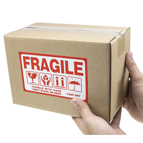 Fragile - Shipping Box Warning Stickers 12 x 8Cms 50Pc Pack - Willow