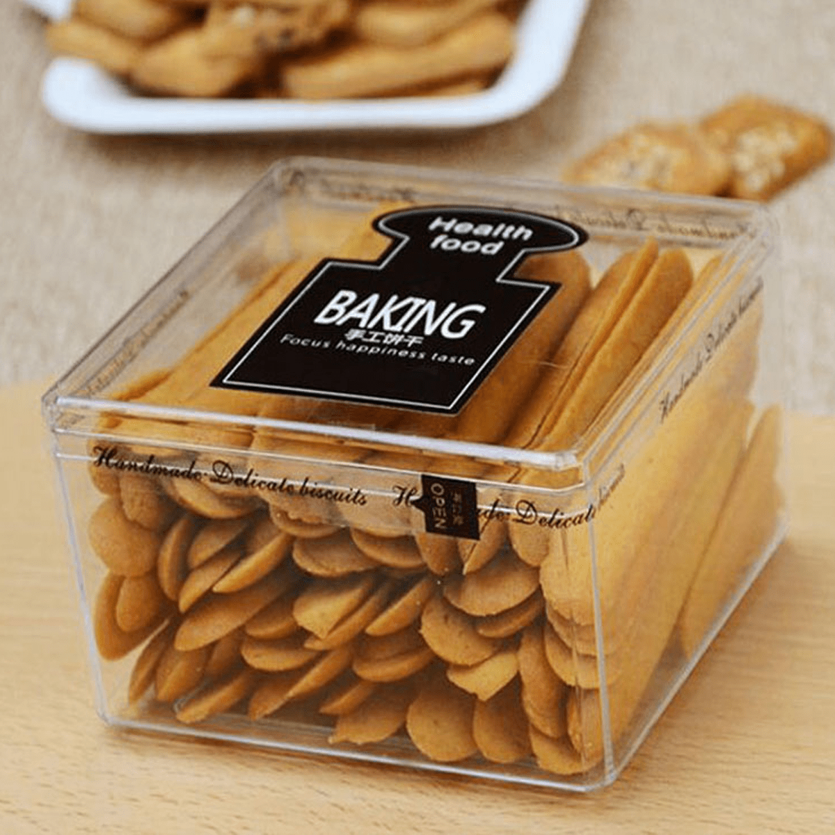 Plastic Food Grade PS Clear Cake DIY Cookies Box Biscuit Packing 50pcs/ Pack 8.5*8.5*6.5cm