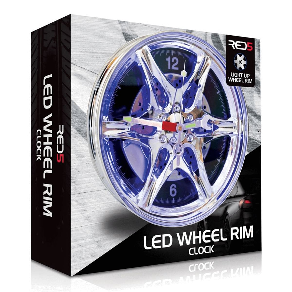 LED Wheel Rim Shape Wall Clock (27 cm) - Red5