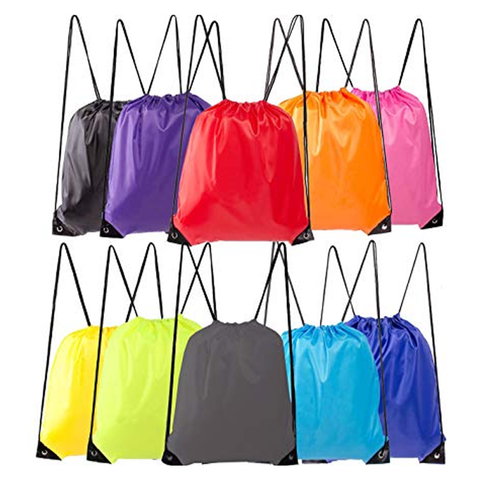 Durable Polyester Drawstring Tote Bags (Pack of 12) - Willow