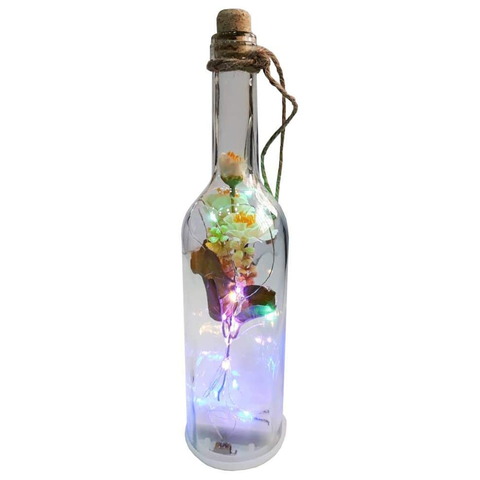 Hanging Decorative Bottle with led lights and Flower - Willow
