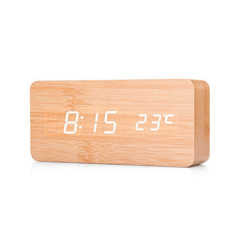Fashion digital white LED wooden clock white mx1292 - SquareDubai