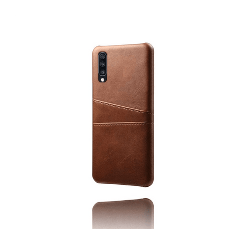 Samsung Galaxy A70 Leather coated case cover with cardholder - Brown.