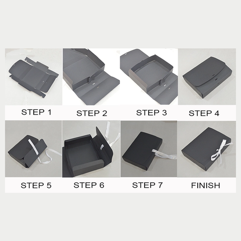 M-Size Silk Ribbon Closure Design BROWN Kraft Gift boxes (24x24x6Cms) 12Pc Pack - Black