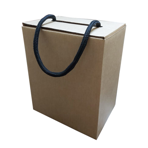 100Pc Pack Kraft Paper Box with Rope Handle 17x17x10Cm - Willow