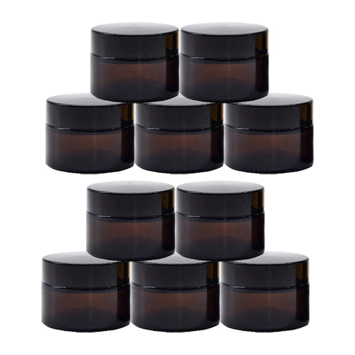 12 Pieces Empty Refillable Dark Brown Glass Makeup Jar with Black Screw Lid 10ml - Willow