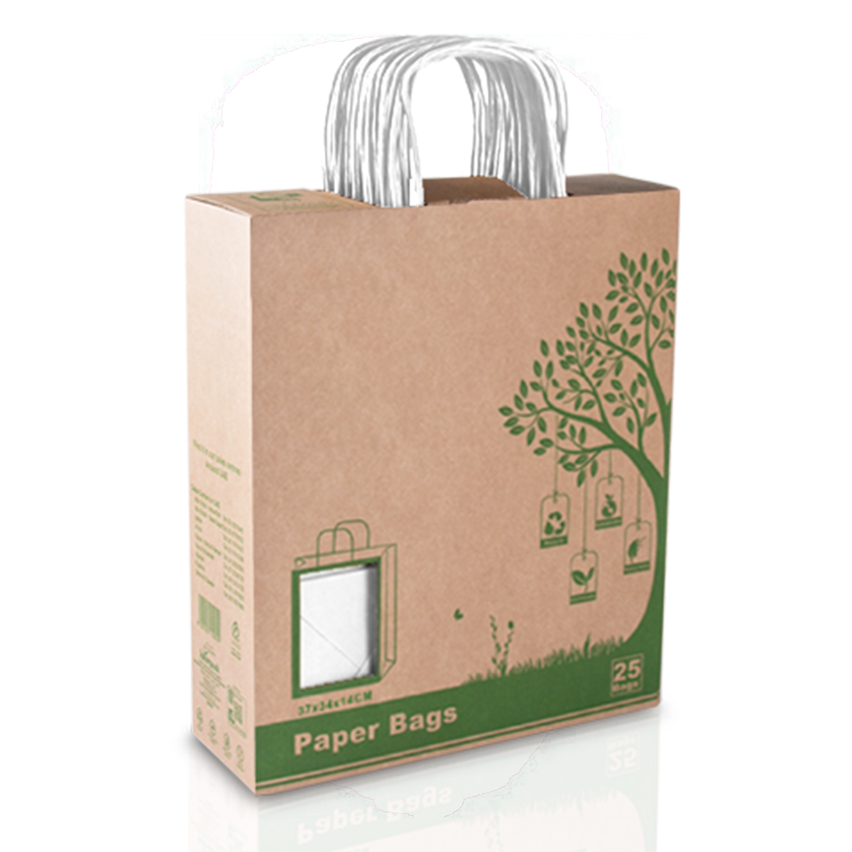 Kraft Paper Bags Pack of 25 Pieces (33x27x12cms) White - WILLOW