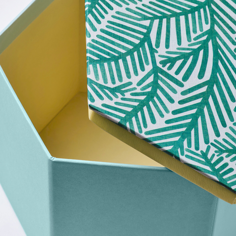 LANKMOJ Decoration box, set of 3, light blue/patterned