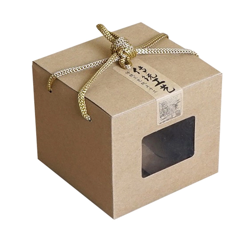 Kraft Cardboard Gift Boxes for Mugs With Window & Rope Handle 10x10 (10Pc Pack) - Willow