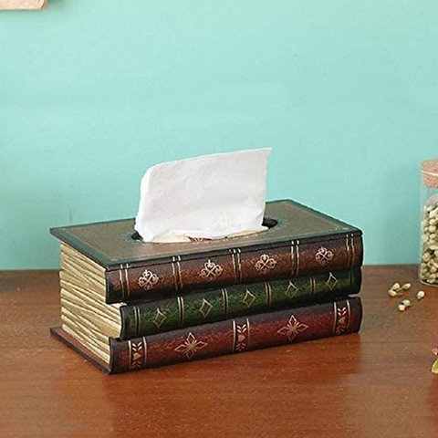 Retro Style Book Shape Tissue Box Decorative Gift