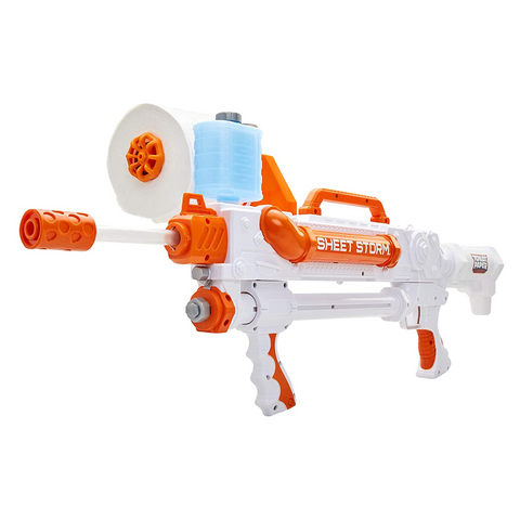 Toilet Paper Blasters Sheet Storm, Shoots Rapid Fire TP Spitballs Up to 50 Feet