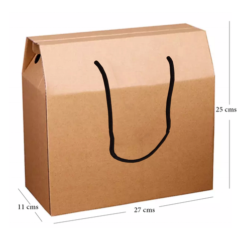 Heavy Duty Medium Kraft Corrugated Boxes with Rope Handles  27x25x11Cm (10Pc Pack) - Willow