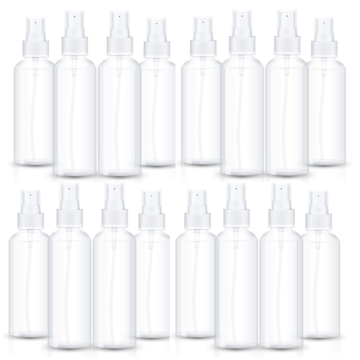 16Pcs 100ml Spray Bottle, Fine Mist Clear Plastic Empty Refillable Mini Spritzer for Travel - Willow