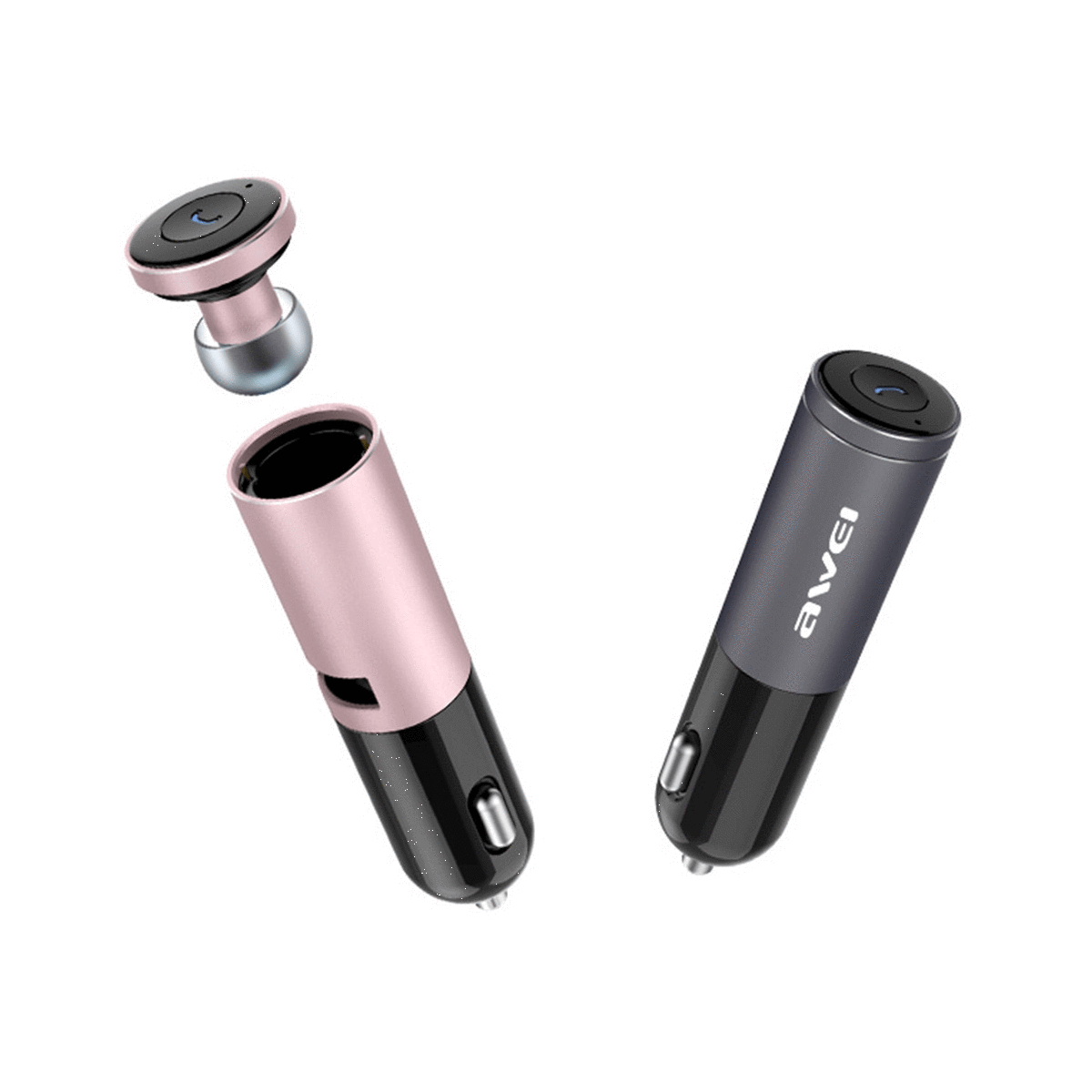 AWEI A870BL Headset 2 in 1 Multi-function Bluetooth V4.0 Hands-free Call 5V 2.1A USB Car Charger - SquareDubai