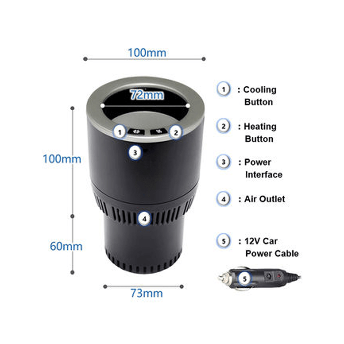 Car cup holder cooling and warming auto cup - SquareDubai