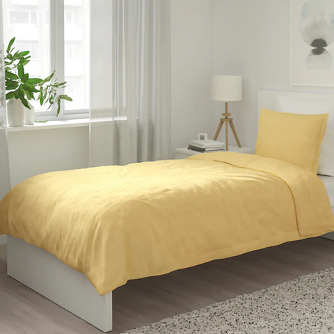 Quilt cover and pillowcase, light yellow, 150x200/50x80 cm - ANGSLILJA