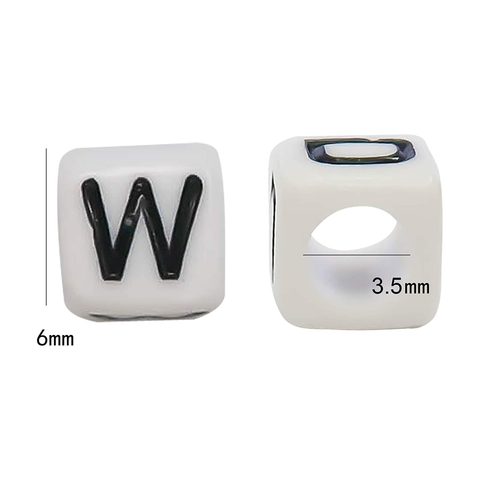 800 Pieces White Letter Beads Cube Alphabet A-Z 6X6 mm For Jewelry Making