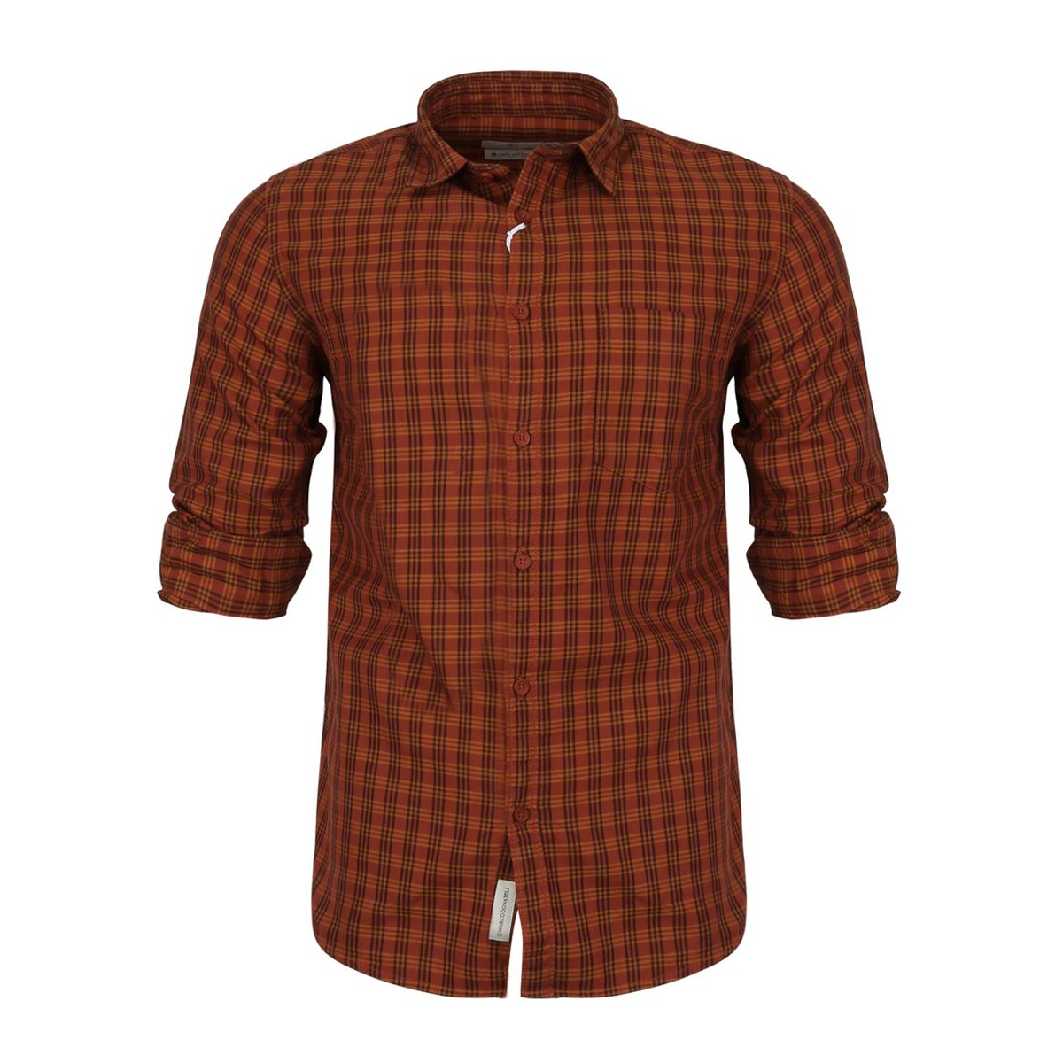 Men's Casual Shirt Long Sleeve 347702 Orange - Marco Donateli