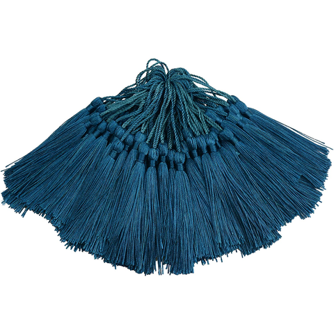 96 PCS Peacock Blue Soft Craft Tassels with Loops for Jewelry Making, DIY, Bookmark, - WILLOW