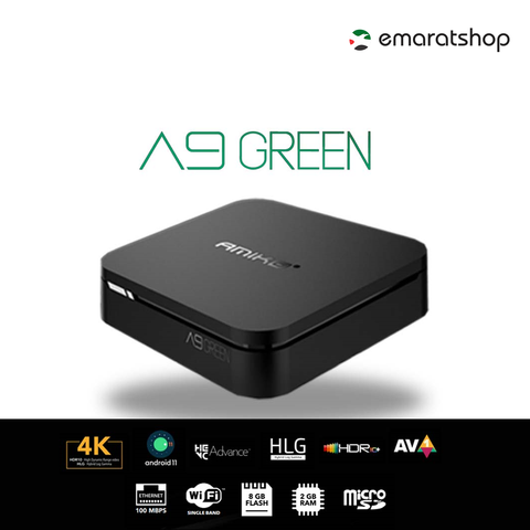 Amiko A9 Green 4K UHD OTT Streaming Media Player (Includes 1 Year Subscription)