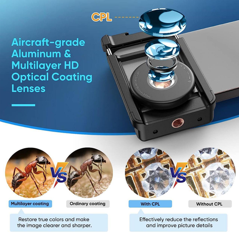 APEXEL HD 100X Microscope Magnifier Macro Phone Lens for Iphone and Mobile Phones