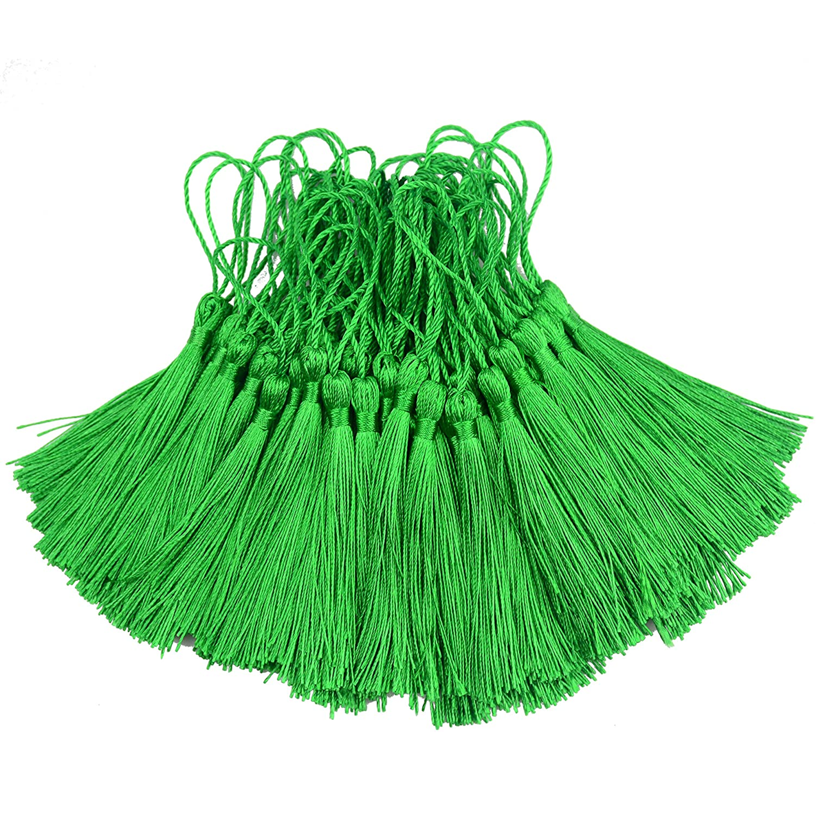 96 PCS Green Soft Craft Tassels with Loops for Jewelry Making, DIY, Bookmark, - WILLOW