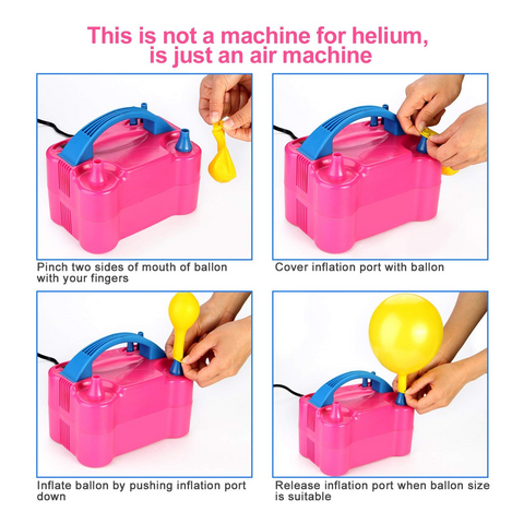 Balloons Blowing Machine with Two Nozzle, Pink - SquareDubai