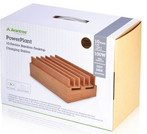 Avantree 10 Ports Bamboo Multiple Devices USB Charger and Charging Station - SquareDubai