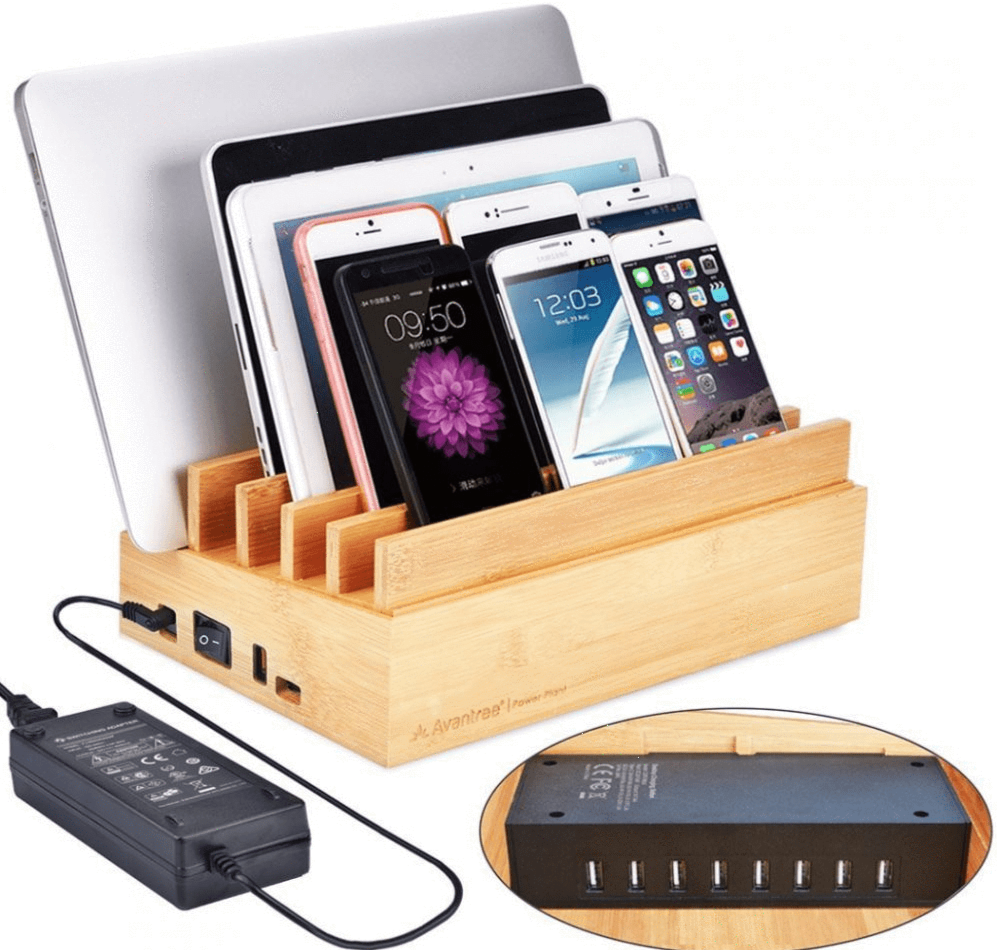 Avantree 10 Ports Bamboo Multiple Devices USB Charger and Charging Station - SquareDubai