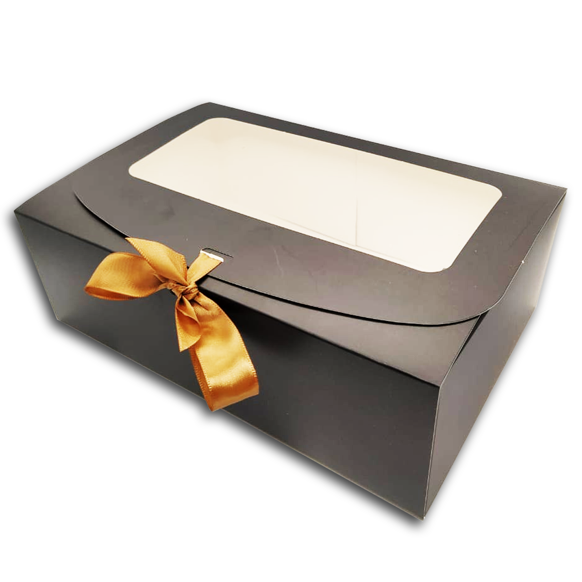 Silk Ribbon Closure Design Window Gift boxes (24x16x8Cms) 10Pc Pack - Black
