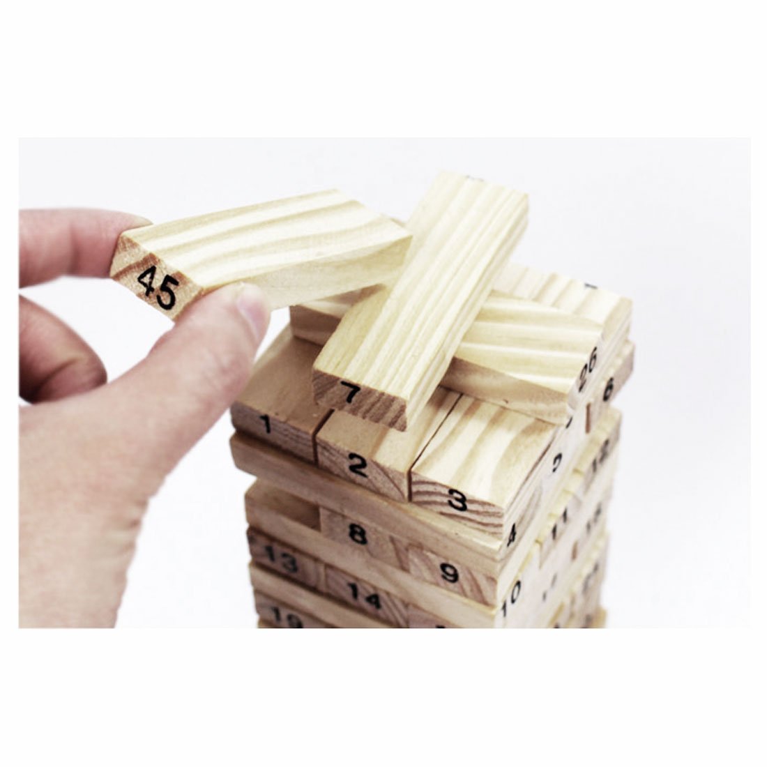 Mini Tower Wood Block Stacking Game - 51 Pcs