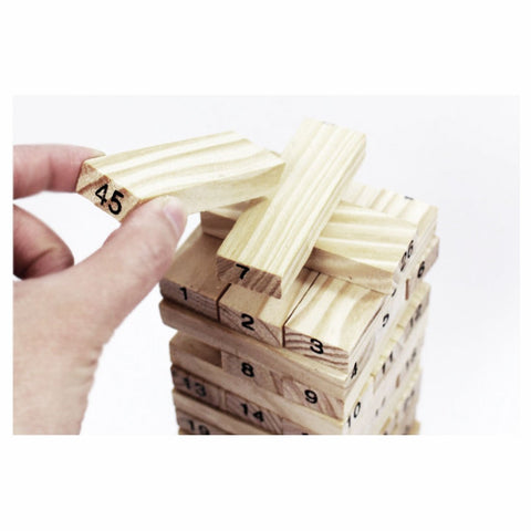 Mini Tower Wood Block Stacking Game - 51 Pcs