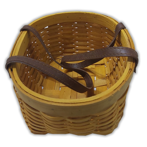 Wicker Storage Nasket with Leather Strap Handle- WILLOW