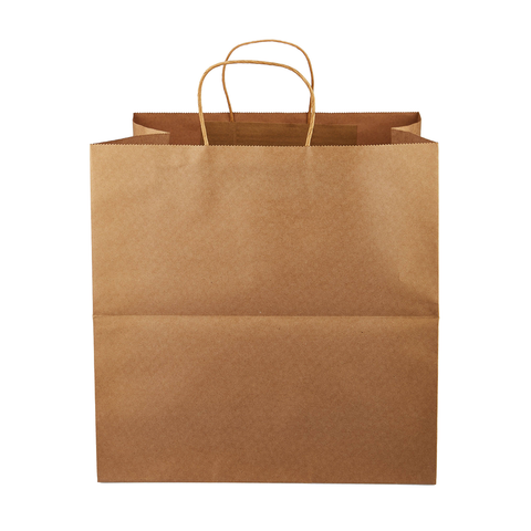 Large Square Kraft Paper Bags With Twisted Rope Handles 35x35x35 Cms - (12 Pc Pack ) - WILLOW