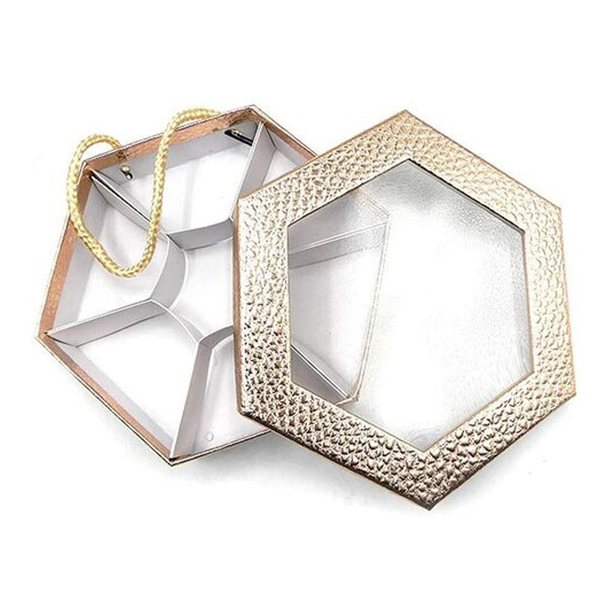 Hexagonal Chocolate / Nuts Box Silver Colour- (23X4.6cm) (Pack Of 6 Unit)