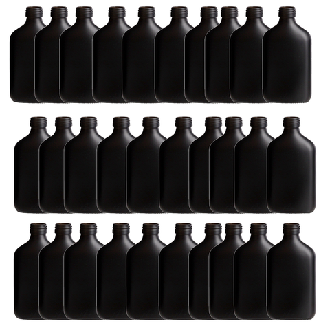 100ml Black Glass Flask Bottles with Black Tamper Evident Caps 100 Pc Carton