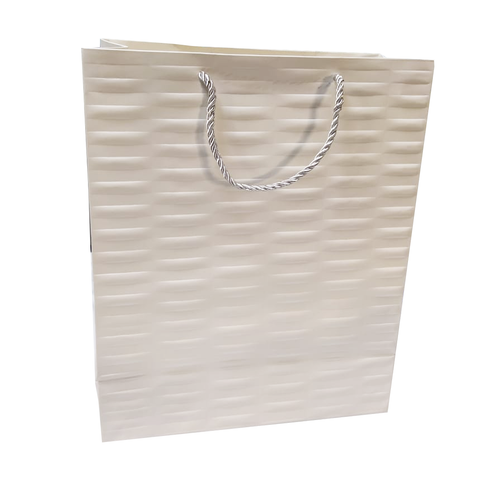 Embossed Design Luxury GOLD Paper Gift Bags with Rope Handle (Set of 12Pcs)  Size (32x26x12 Cms) - Willow