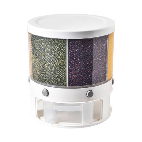 6-Grid Rotating Rice Cereal Storage 10KG Tank