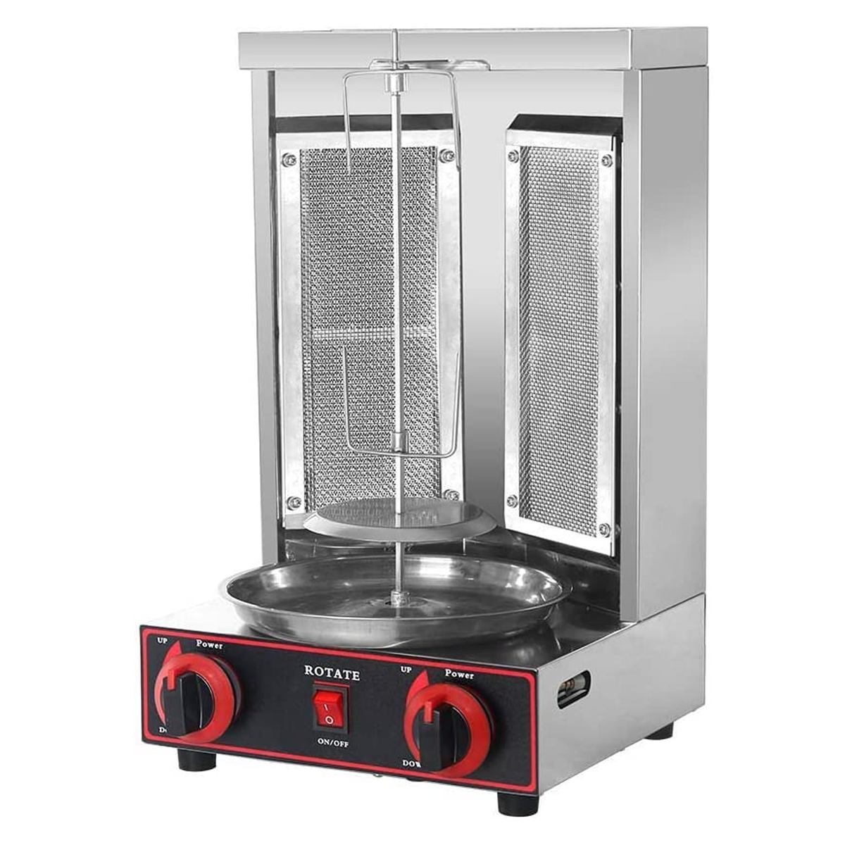 Shawarma Gyro BBQ Meat Machine Vertical Kebab Doner Meat Infrared Grill Stainless Steel 2Burners Rotisserie Broiler Cooking