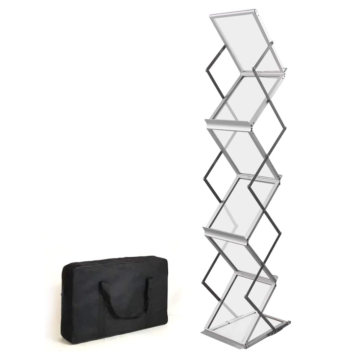 Acrylic A4 Brochure Stand Zigzag Aluminium Folding Brochures / Pamphle ...